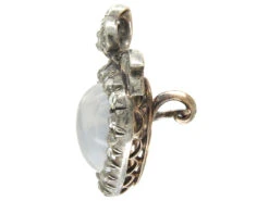 Double Heart Diamond & Moonstone Edwardian Brooch -Antique Jewellery Company 177d 1
