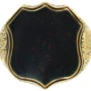Shield Shaped Gold & Bloodstone Signet Ring 2 Shield Shaped Gold & Bloodstone Signet Ring -Antique Jewellery Company 17a1