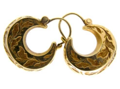Engraved Boat Shaped Gold Victorian Earrings -Antique Jewellery Company 17a1325184917 527