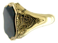 Shield Shaped Gold & Bloodstone Signet Ring 15 Shield Shaped Gold & Bloodstone Signet Ring -Antique Jewellery Company 17c1