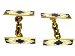 Art Deco Royal Blue & White Enamel 18ct Cufflinks -Antique Jewellery Company 17c1268957971 22
