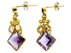 Amethyst & Citrine Gold Drop Earrings 7 Amethyst & Citrine Gold Drop Earrings -Antique Jewellery Company 17c1282569769 370