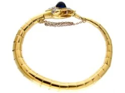 Retro 18ct Gold & Platinum Snake Bracelet Set With A Synthetic Sapphire & Diamonds 7 Retro 18ct Gold & Platinum Snake Bracelet Set With A Synthetic Sapphire & Diamonds -Antique Jewellery Company 17d1287491441 70