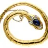 Retro 18ct Gold & Platinum Snake Bracelet Set With A Synthetic Sapphire & Diamonds 1 Retro 18ct Gold & Platinum Snake Bracelet Set With A Synthetic Sapphire & Diamonds -Antique Jewellery Company 17e