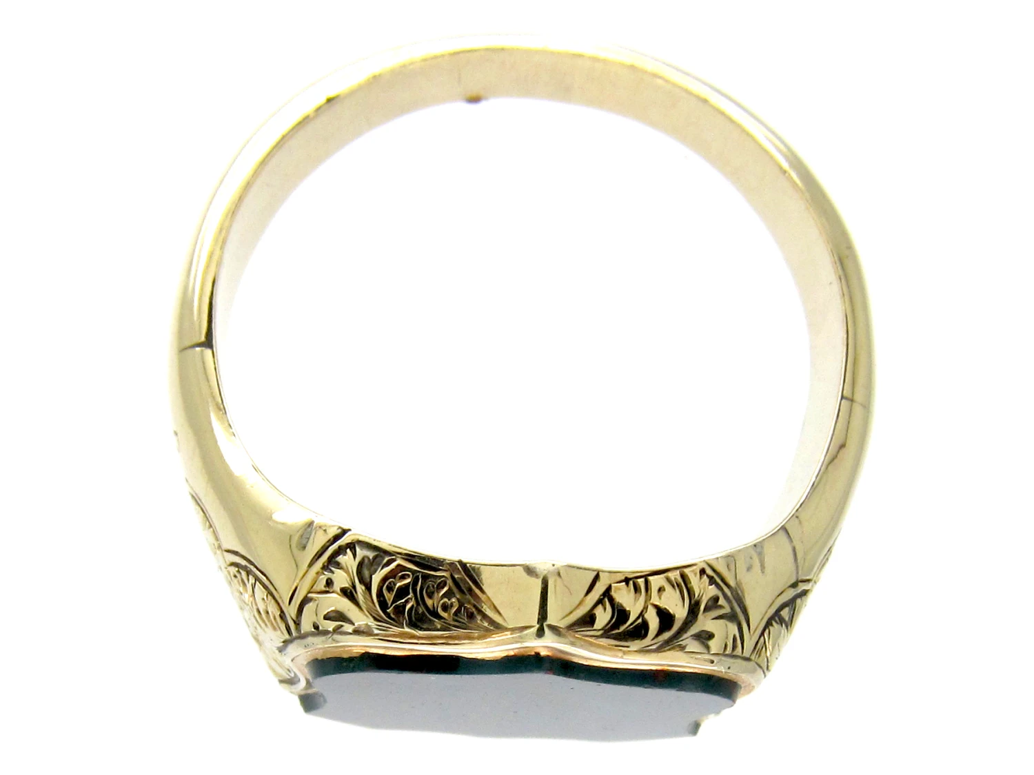 Shield Shaped Gold & Bloodstone Signet Ring 4 Shield Shaped Gold & Bloodstone Signet Ring - Image 2