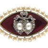 Edwardian Double Heart Enamel & Diamond Brooch -Antique Jewellery Company 180a