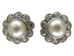 Diamond & Natural Pearl Earrings