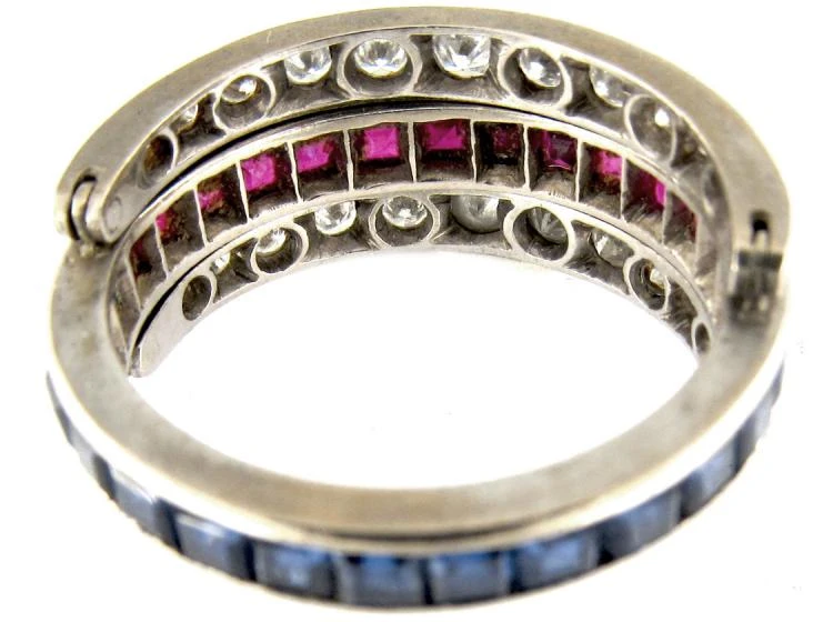 Diamond, Sapphire & Ruby Art Deco Flip-over Ring 5 Diamond, Sapphire & Ruby Art Deco Flip-over Ring - Image 3