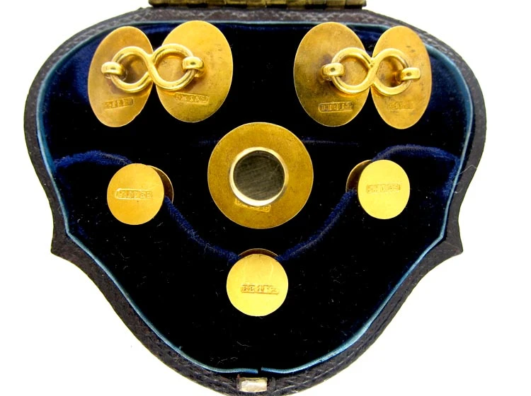 Gold Cufflinks & Studs Set In Original Case 4 Gold Cufflinks & Studs Set In Original Case - Image 2