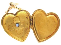 Edwardian 9ct Gold Sapphire & Diamond Heart Locket 7 Edwardian 9ct Gold Sapphire & Diamond Heart Locket -Antique Jewellery Company 18c1335268843 872
