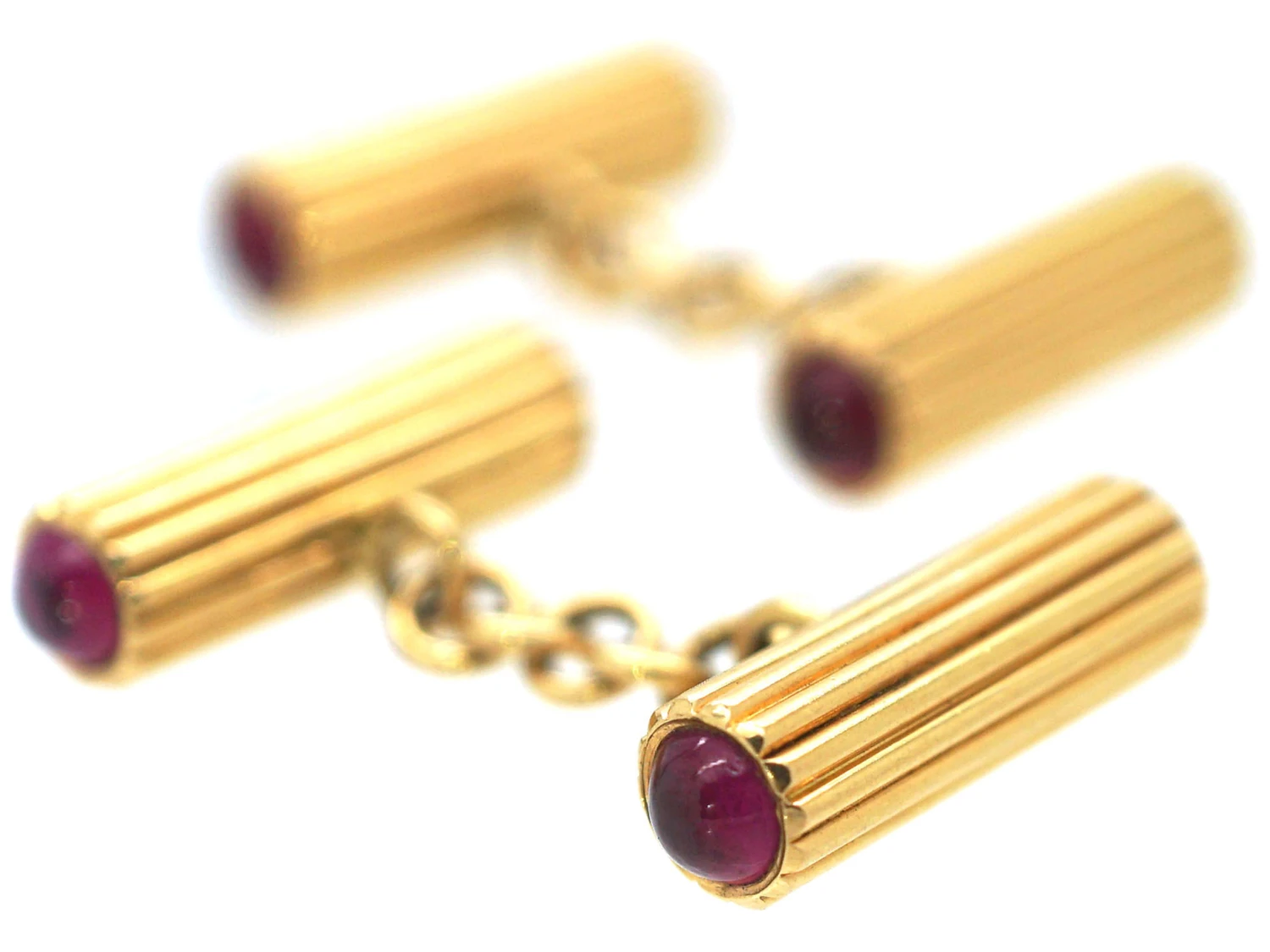 French Art Deco 18ct Gold & Cabochon Ruby Cufflinks 4 French Art Deco 18ct Gold & Cabochon Ruby Cufflinks - Image 2