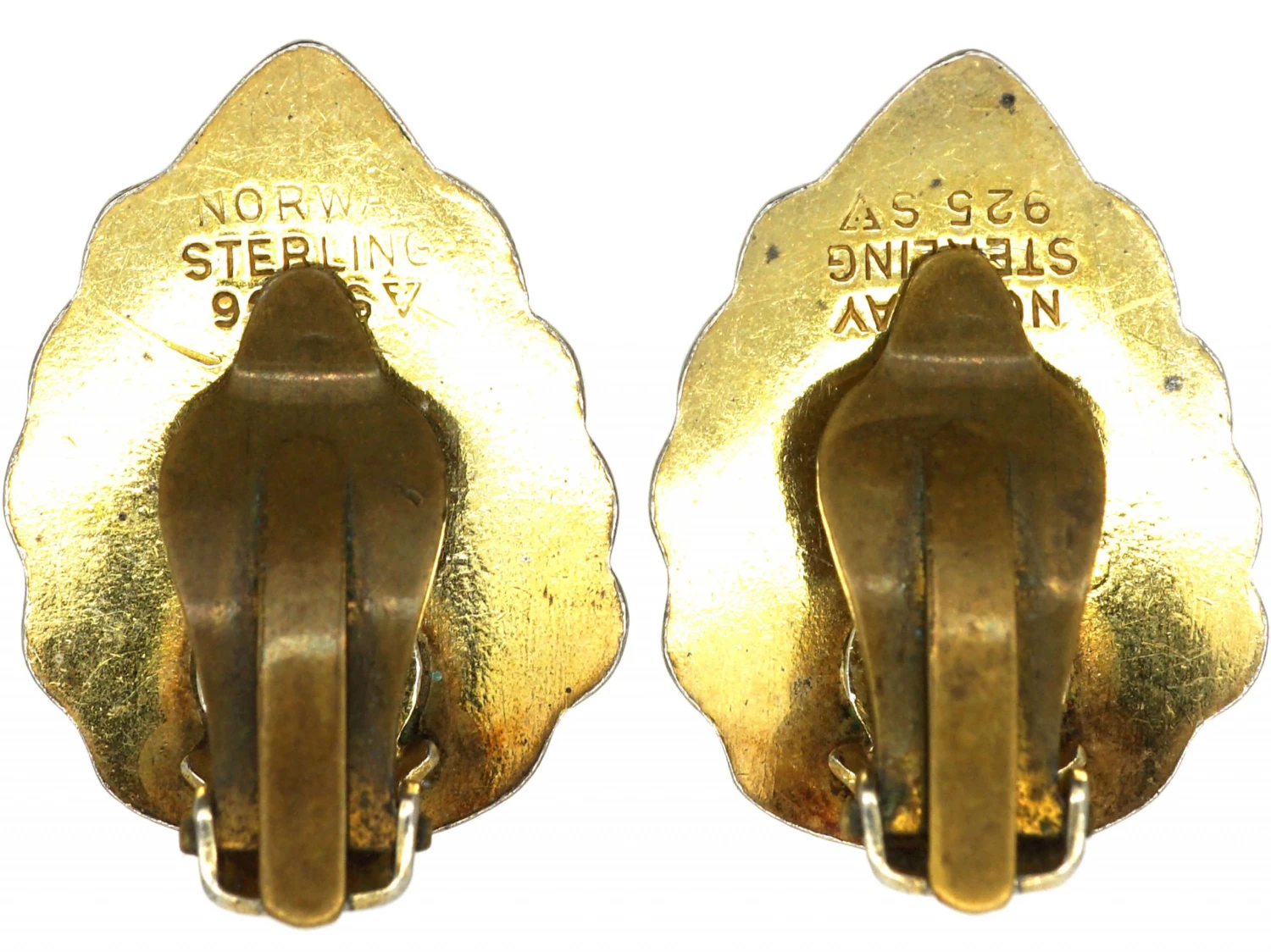 Silver & Red Enamel Clip On Leaf Earrings By Finn Jensen 4 Silver & Red Enamel Clip On Leaf Earrings By Finn Jensen - Image 2