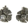 Silver & Paste Flower Clip On Earrings 1 Silver & Paste Flower Clip On Earrings -Antique Jewellery Company 191a