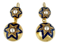 Victorian Ball & Star 18ct Gold Drop Earrings