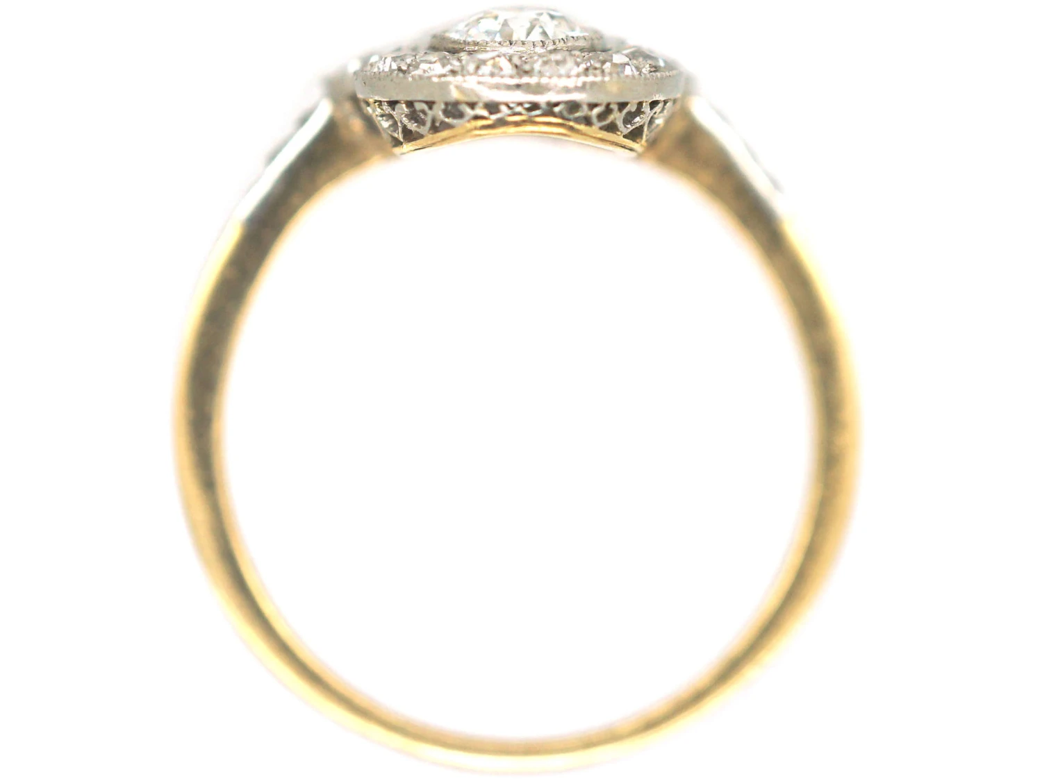 Edwardian 18ct Gold & Platinum Double Cluster Diamond Ring 5 Edwardian 18ct Gold & Platinum Double Cluster Diamond Ring - Image 3