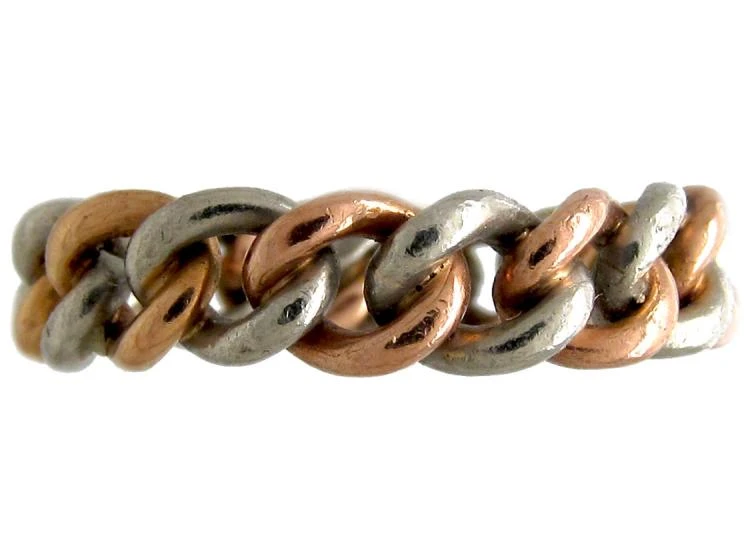 Edwardian Chainlink Platinum & Gold Ring 3 Edwardian Chainlink Platinum & Gold Ring