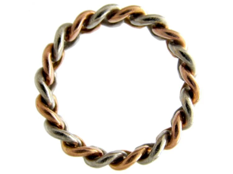 Edwardian Chainlink Platinum & Gold Ring 7 Edwardian Chainlink Platinum & Gold Ring - Image 5