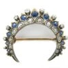 Sapphire & Diamond Crescent Moon Brooch -Antique Jewellery Company 19a