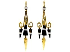 Banded Sardonyx 15ct Gold Drop Earrings