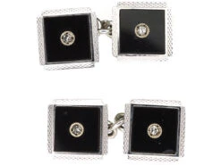 9ct White Gold & Diamond Dress Set In Original Case 17 9ct White Gold & Diamond Dress Set In Original Case -Antique Jewellery Company 19bd8c4c dsc02400