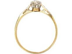 Art Deco 18ct Gold & Platinum, Diamond Solitaire Ring With Decorative Platinum Shoulders -Antique Jewellery Company 19f581be dsc04497