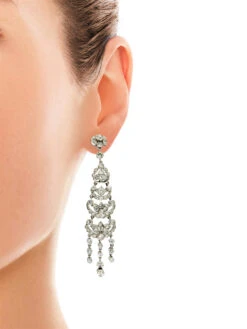 Edwardian Platinum & Diamond Long Drop Earrings -Antique Jewellery Company 1a 1