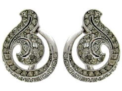 Silver Clip On Paste Art Deco Earrings