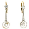 Art Deco 18ct Gold & Platinum & Diamond Drop Earrings -Antique Jewellery Company 1a1 1