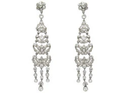 Edwardian Platinum & Diamond Long Drop Earrings