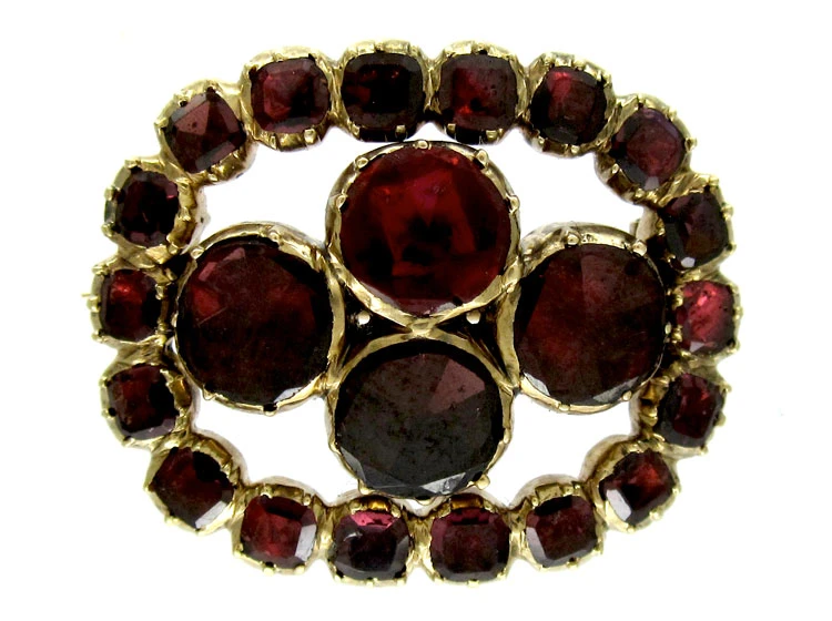Flat Cut Garnet Georgian Brooch 3 Flat Cut Garnet Georgian Brooch