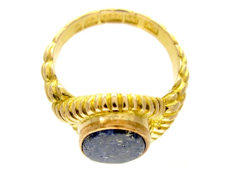 Lapis 15ct Gold Victorian Signet Ring 4 Lapis 15ct Gold Victorian Signet Ring - Image 2