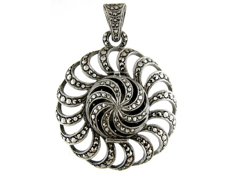 Silver Marcasite Watch Pendant 3 Silver Marcasite Watch Pendant