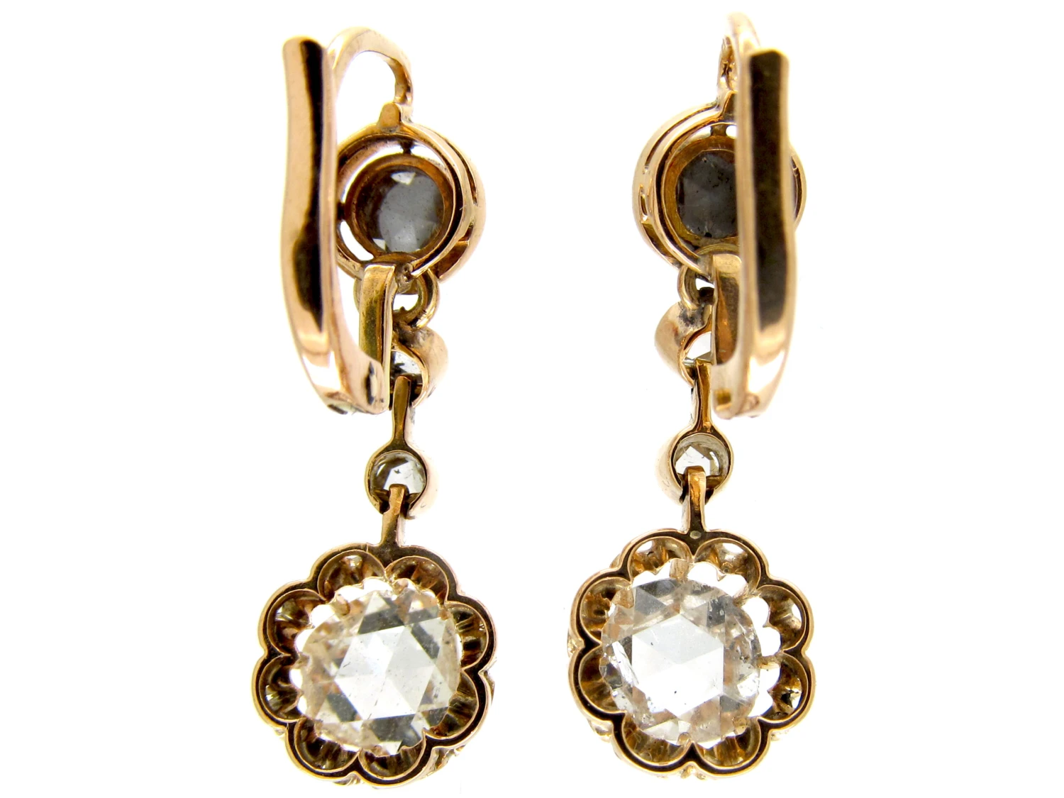French Rose Diamond Drop Earrings 5 French Rose Diamond Drop Earrings - Image 3