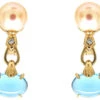 18ct Gold Blue Topaz, Diamond & Pearl Earrings By Bulgari 1 18ct Gold Blue Topaz, Diamond & Pearl Earrings By Bulgari -Antique Jewellery Company 1a8