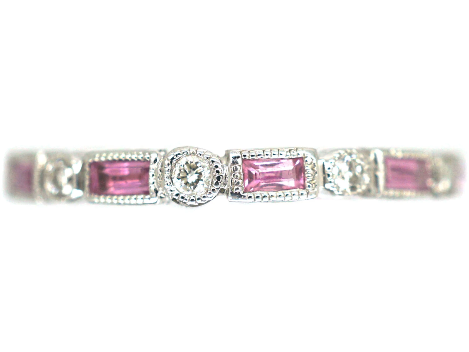 18ct White Gold Pink Sapphire & Diamond Eternity Ring 3 18ct White Gold Pink Sapphire & Diamond Eternity Ring
