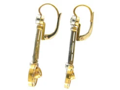 Art Deco 18ct Gold & Platinum & Diamond Drop Earrings -Antique Jewellery Company 1b1 1