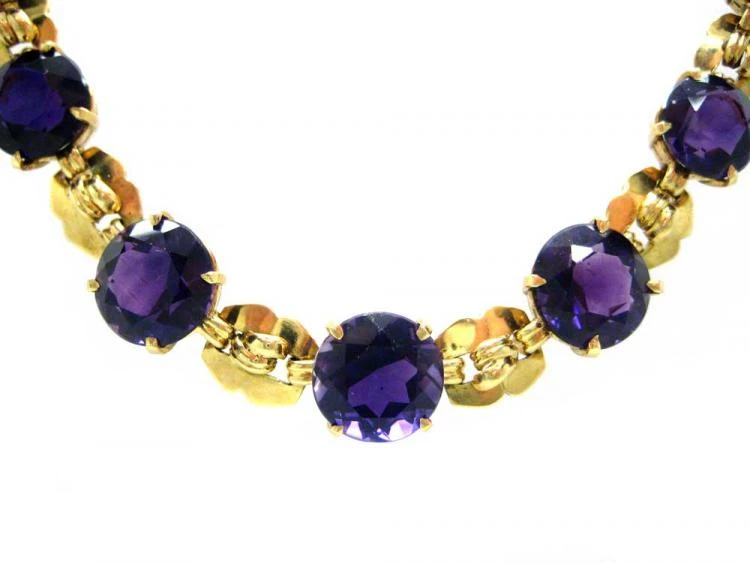 18ct Gold & Amethyst Necklace 4 18ct Gold & Amethyst Necklace - Image 2