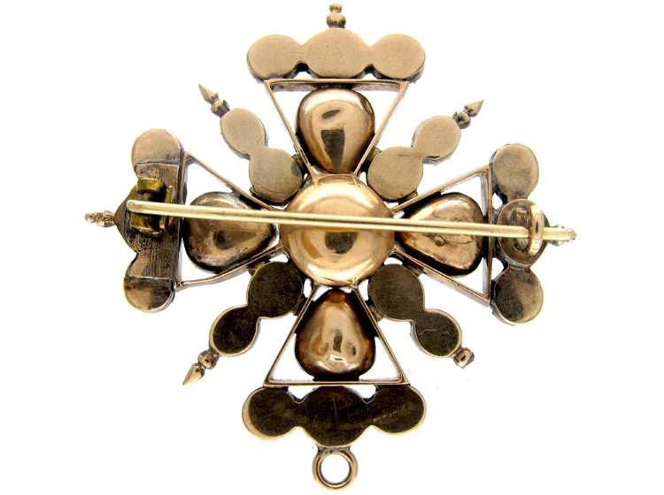 Georgian Flat Cut Garnet Maltese Cross Brooch 4 Georgian Flat Cut Garnet Maltese Cross Brooch - Image 2