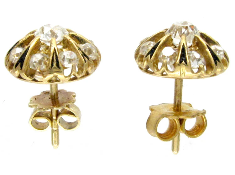 French Diamond & Enamel Cluster Earrings 5 French Diamond & Enamel Cluster Earrings - Image 3