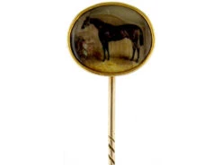 Horse In Stable Gold & Enamel Tie Pin