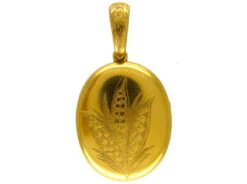 Gold Victorian Locket With Lily Of The Vallery Engraving -Antique Jewellery Company 1b1325181217 159
