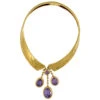 18ct Gold French Collar With Amethyst Drops 1 18ct Gold French Collar With Amethyst Drops -Antique Jewellery Company 1b4