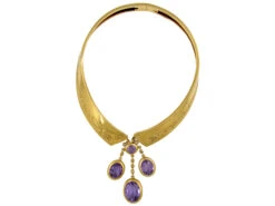 18ct Gold French Collar With Amethyst Drops