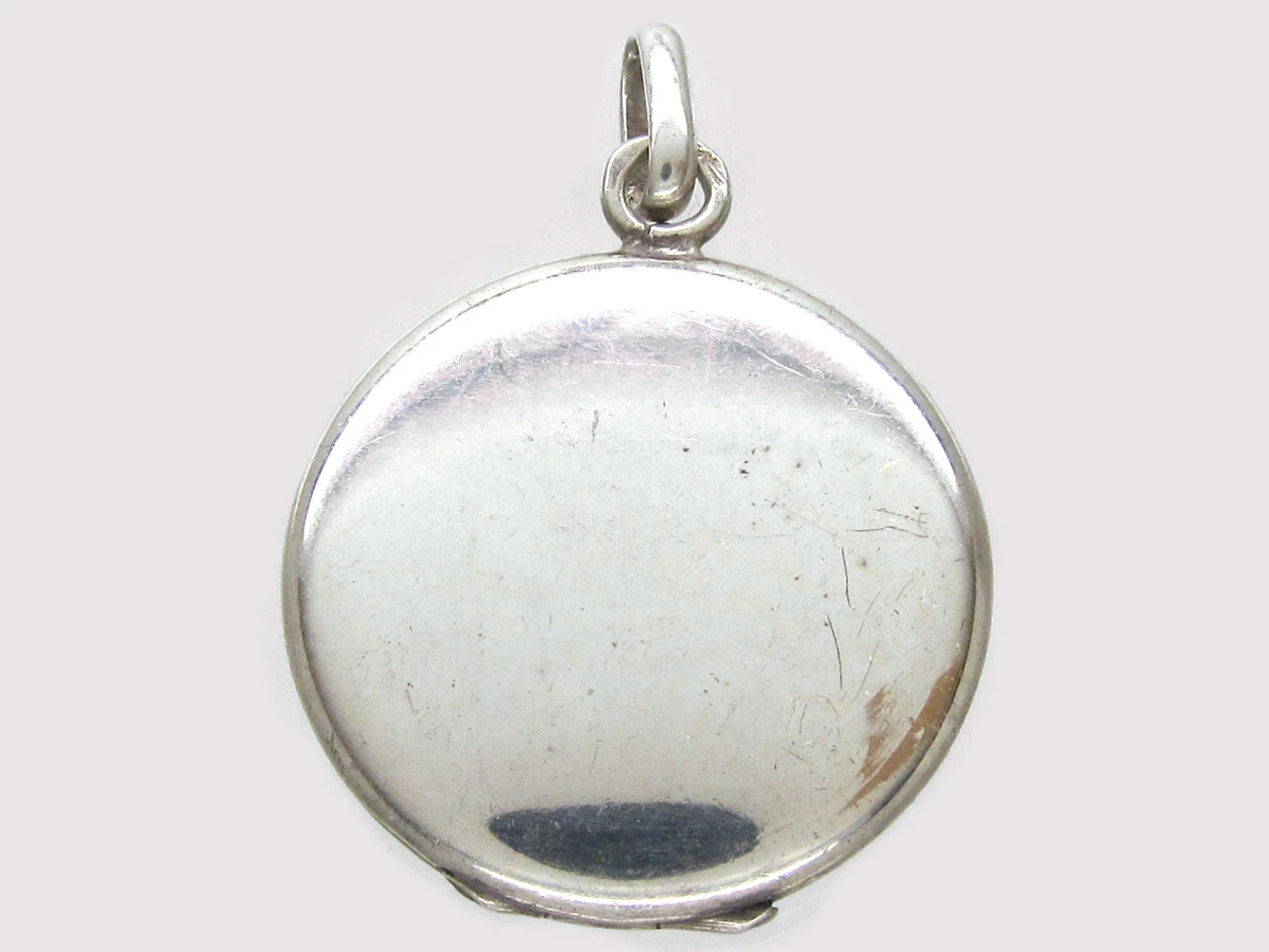 Art Deco Round Silver Locket Pendant 4 Art Deco Round Silver Locket Pendant - Image 2