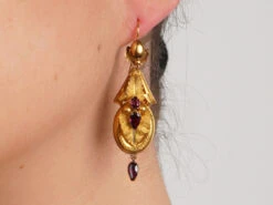 Victorian 15ct Gold & Almandine Garnet Drop Earrings -Antique Jewellery Company 1b5bb8d8 nsf04855