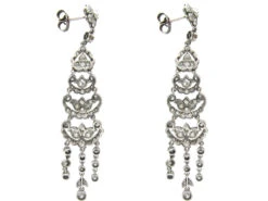 Edwardian Platinum & Diamond Long Drop Earrings -Antique Jewellery Company 1c