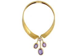 18ct Gold French Collar With Amethyst Drops 7 18ct Gold French Collar With Amethyst Drops -Antique Jewellery Company 1c1 2