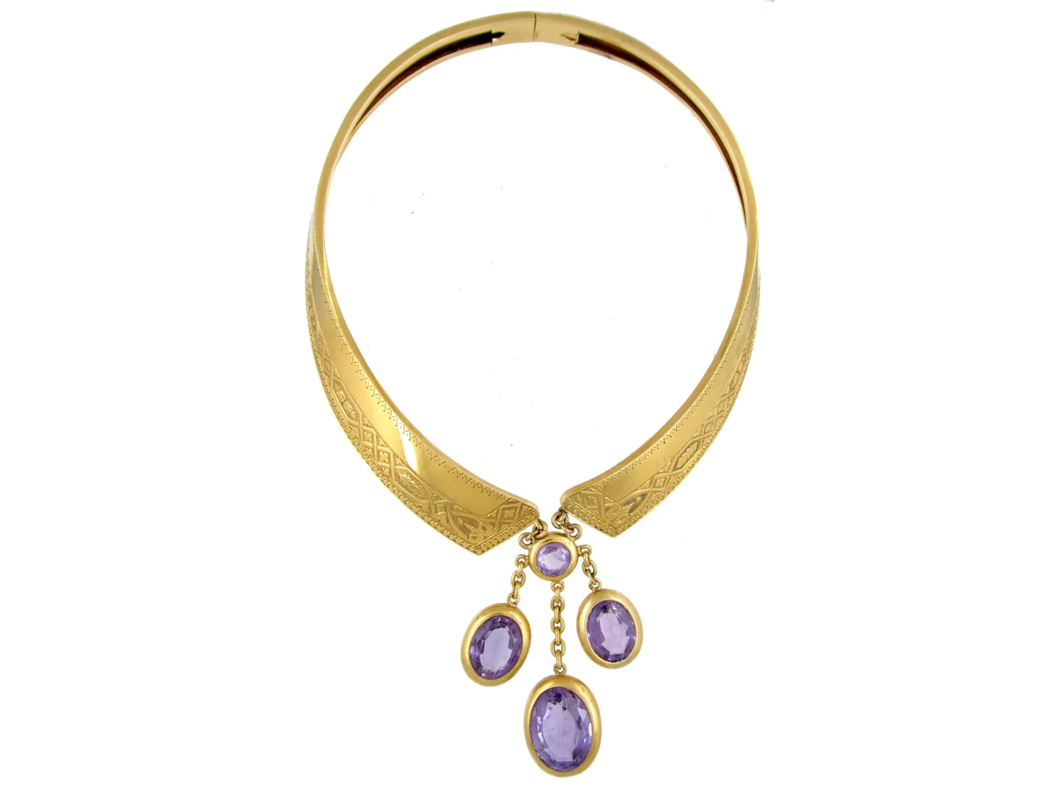 18ct Gold French Collar With Amethyst Drops 5 18ct Gold French Collar With Amethyst Drops - Image 3