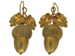 Victorian 15ct Gold Acorn Earrings -Antique Jewellery Company 1c1