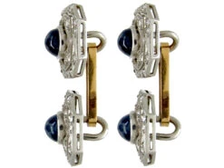 Art Deco Cabochon Sapphire & Diamond Cufflinks -Antique Jewellery Company 1c10